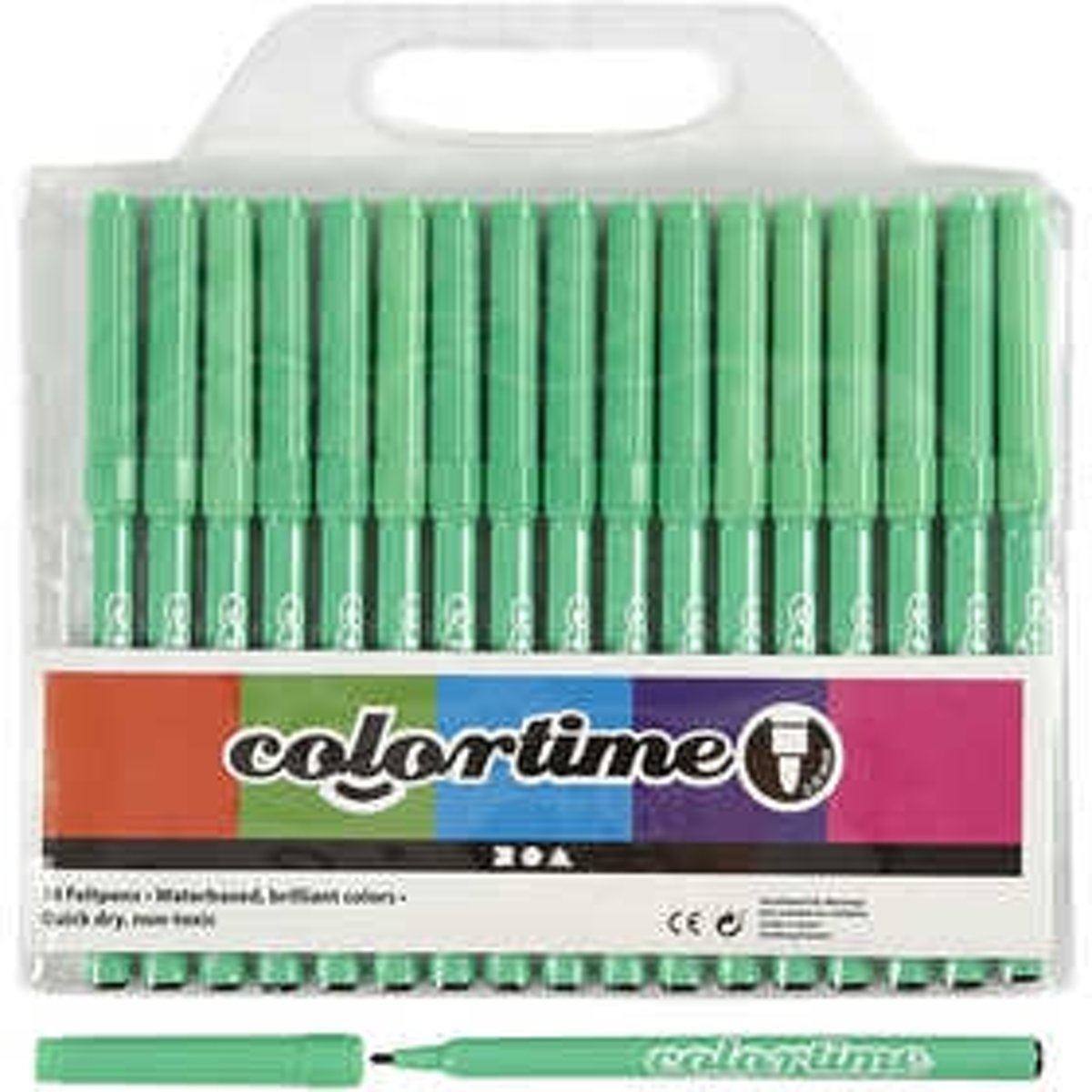 Colortime stift, lijndikte: 2 mm, lichtgroen, 18stuks [HOB-373535]